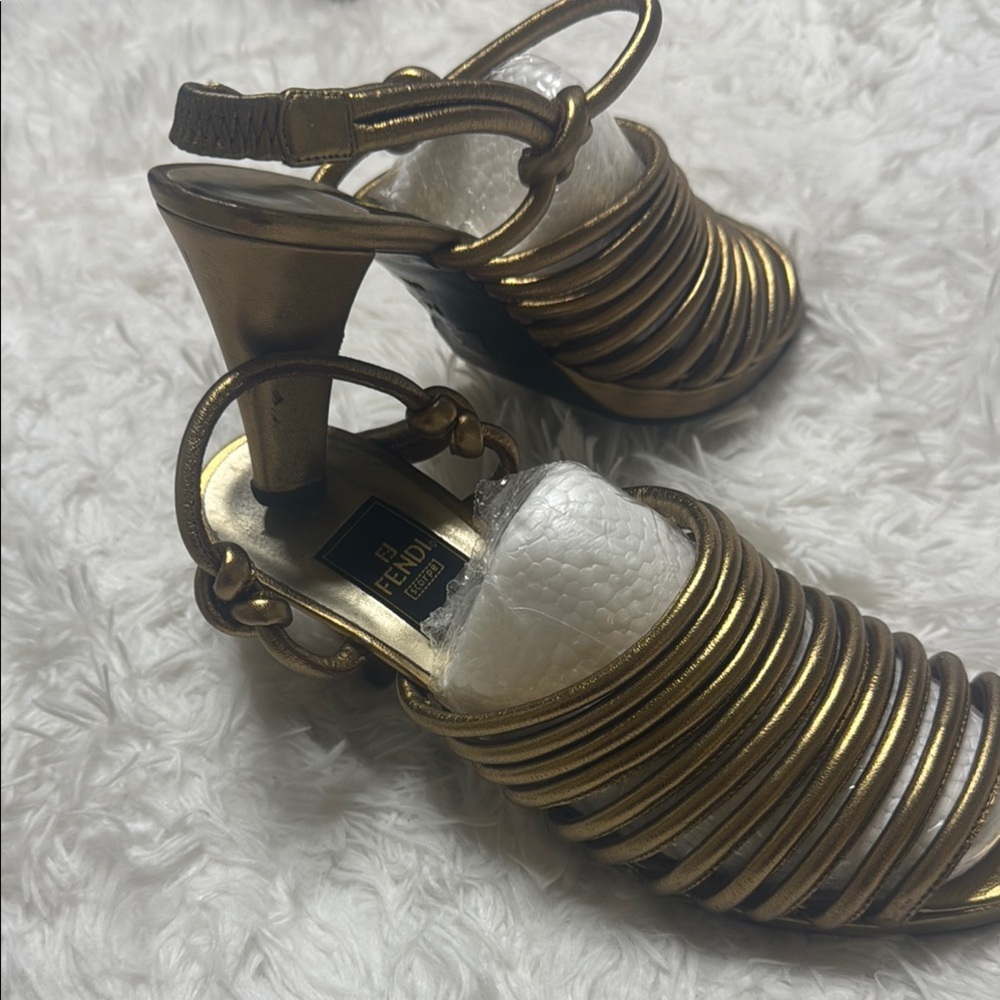 Fendi bronze Strappy High Heel Sandals on